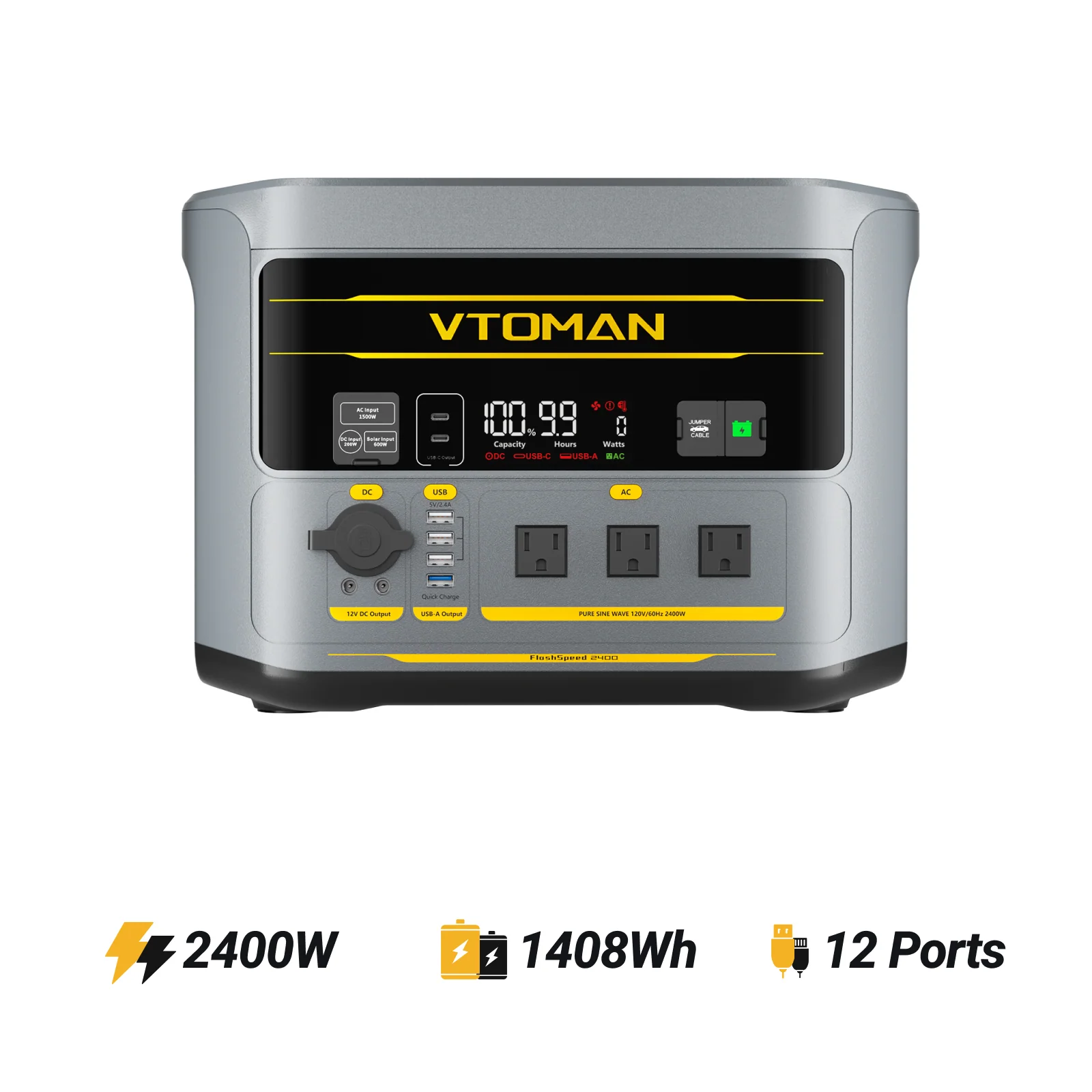 VTOMAN FlashSpeed 2400 with 200W Pro Solar Panel - Image 4